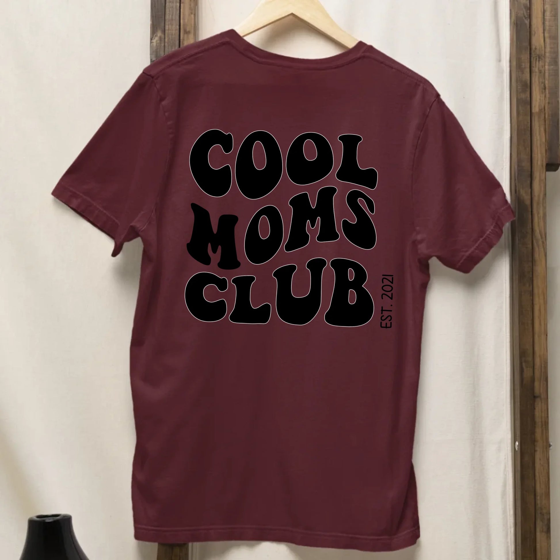 Cool Moms Club Backprint- Bio Damen Oversized Shirt *personalisierbar* Creator T-Shirt 2.0 ST ST BACK ONLY Burgundy