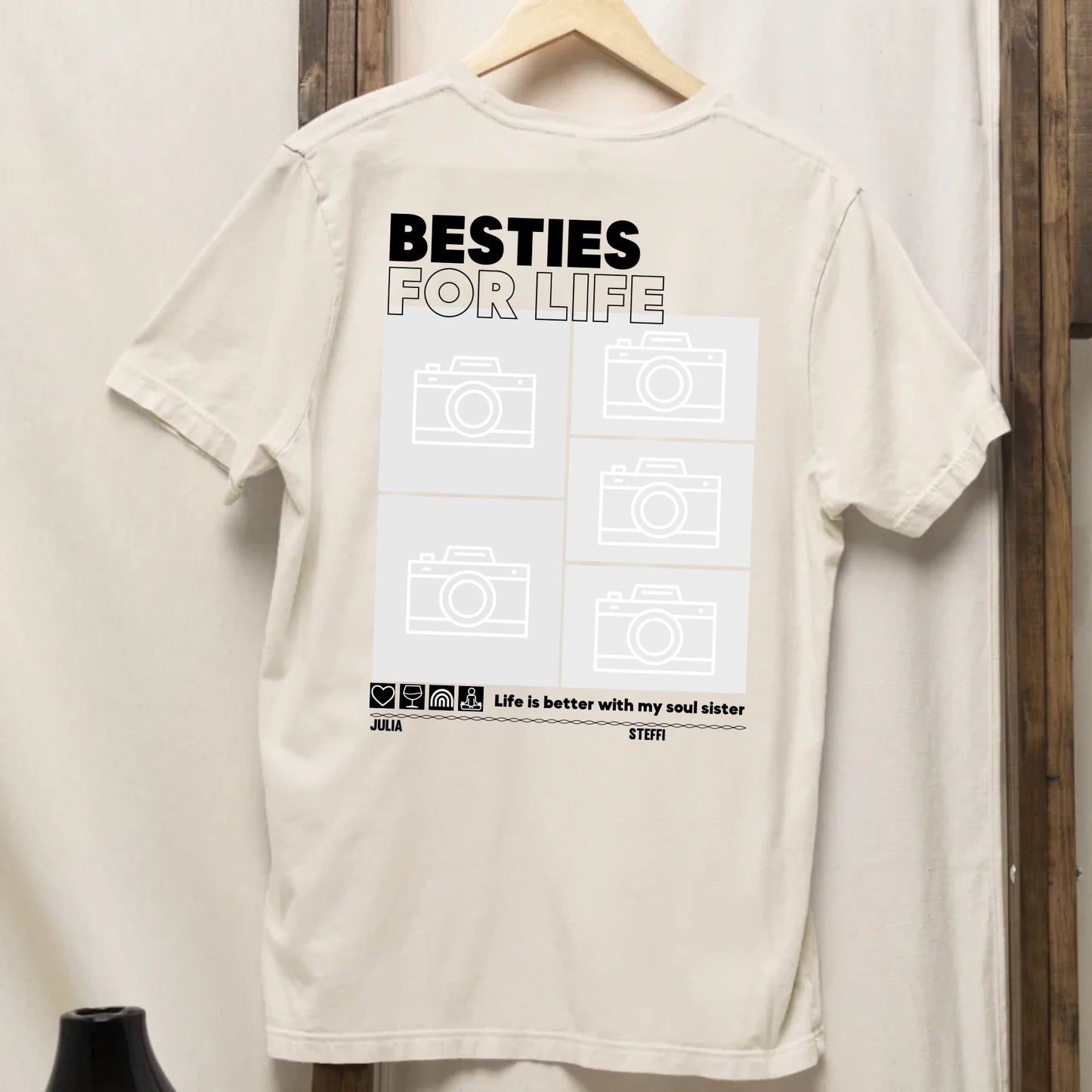 Besties for Life - Bio Oversized Damen Shirt *personalisierbar mit Fotos* Creator T-Shirt 2.0 ST ST BACK ONLY Natural-Raw