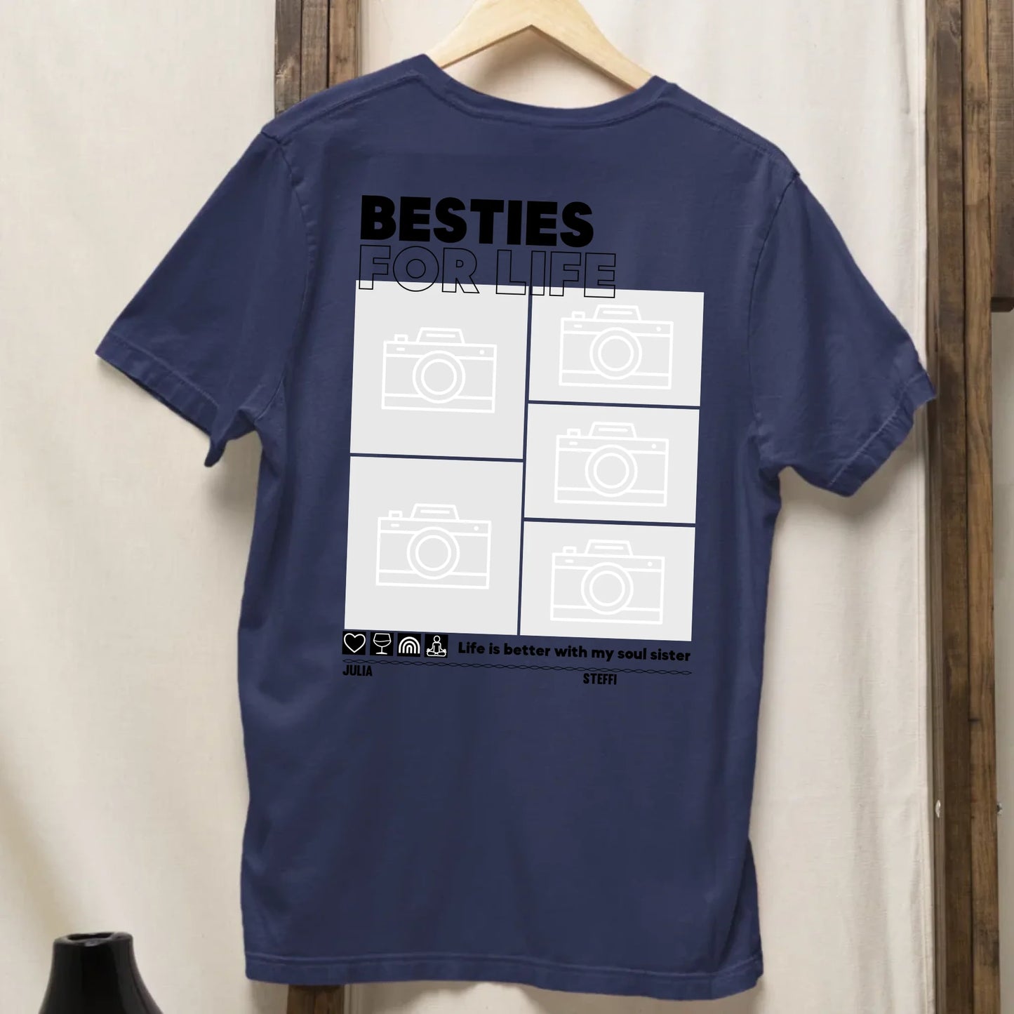 Besties for Life - Bio Oversized Damen Shirt *personalisierbar mit Fotos* Creator T-Shirt 2.0 ST ST BACK ONLY French-Navy