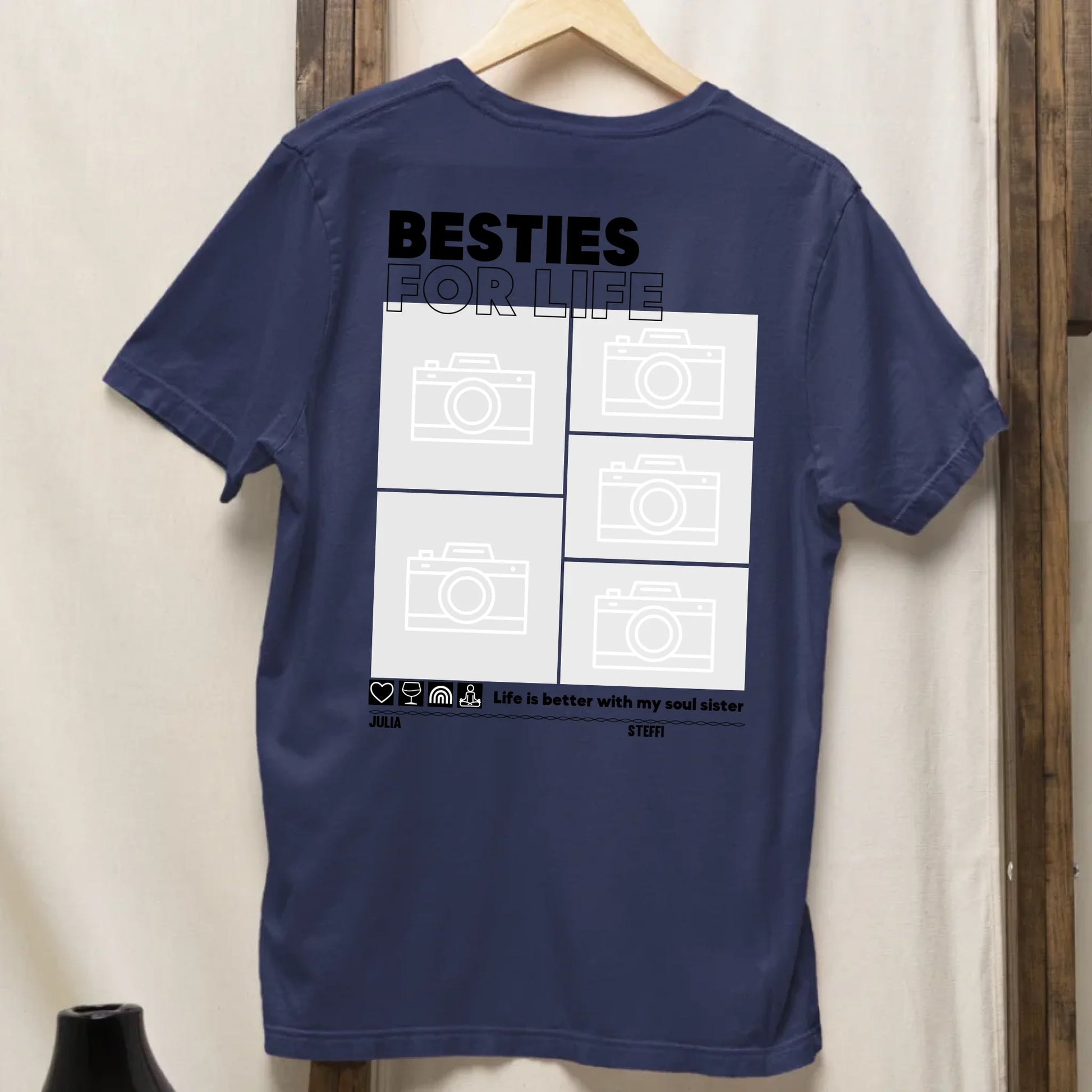 Besties for Life - Bio Oversized Damen Shirt *personalisierbar mit Fotos* Creator T-Shirt 2.0 ST ST BACK ONLY French-Navy