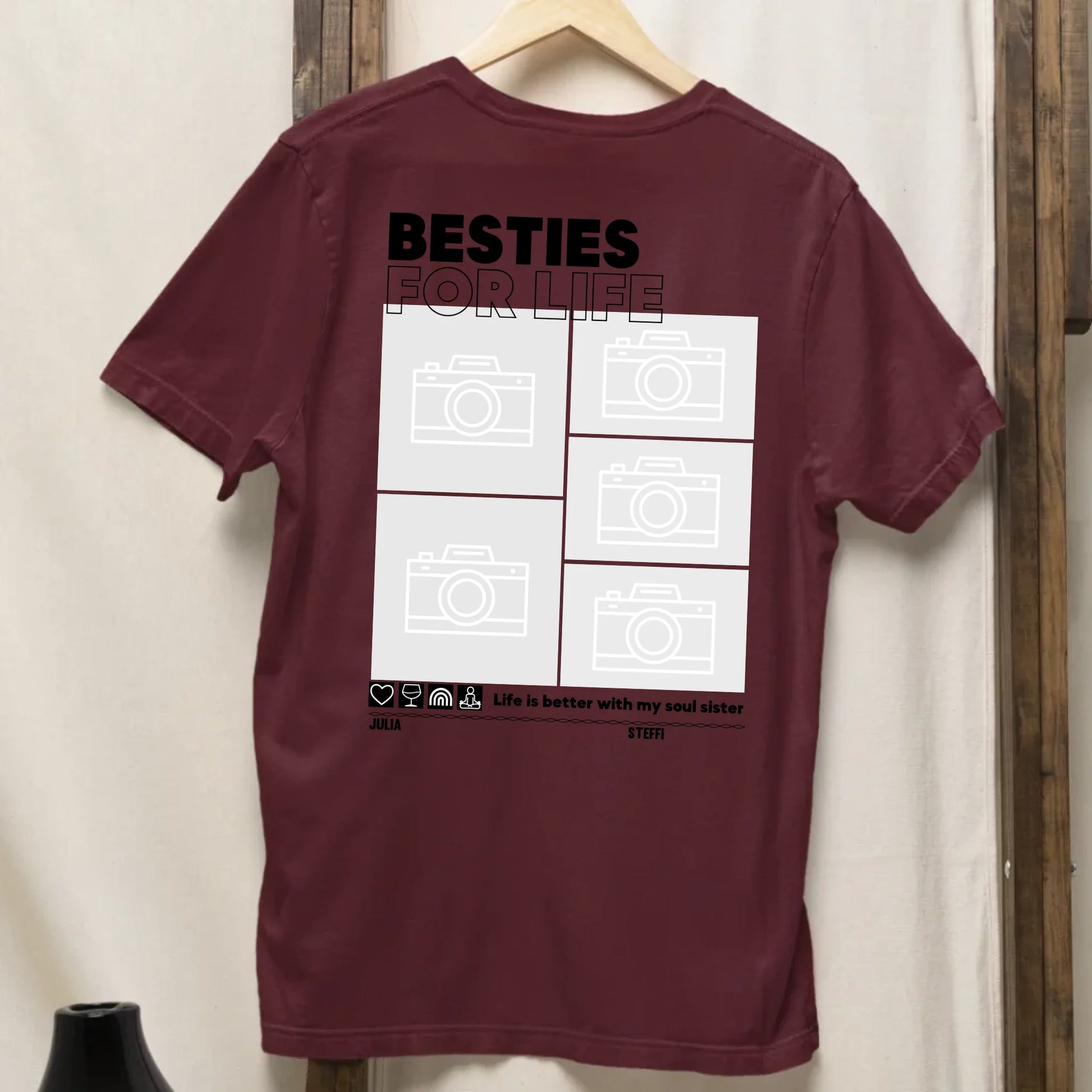Besties for Life - Bio Oversized Damen Shirt *personalisierbar mit Fotos* Creator T-Shirt 2.0 ST ST BACK ONLY Burgundy