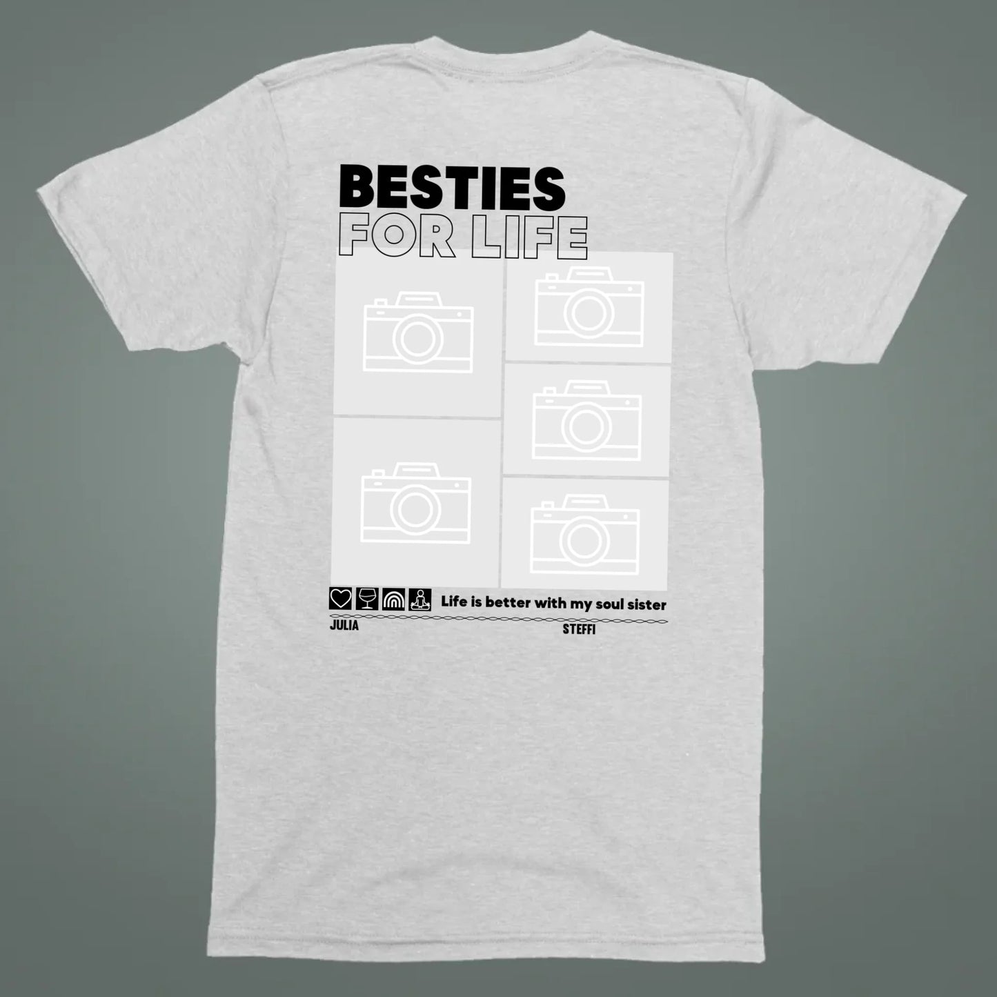 Besties for Life - Bio Oversized Damen Shirt *personalisierbar mit Fotos* Creator T-Shirt 2.0 ST ST BACK ONLY Heather-Grey
