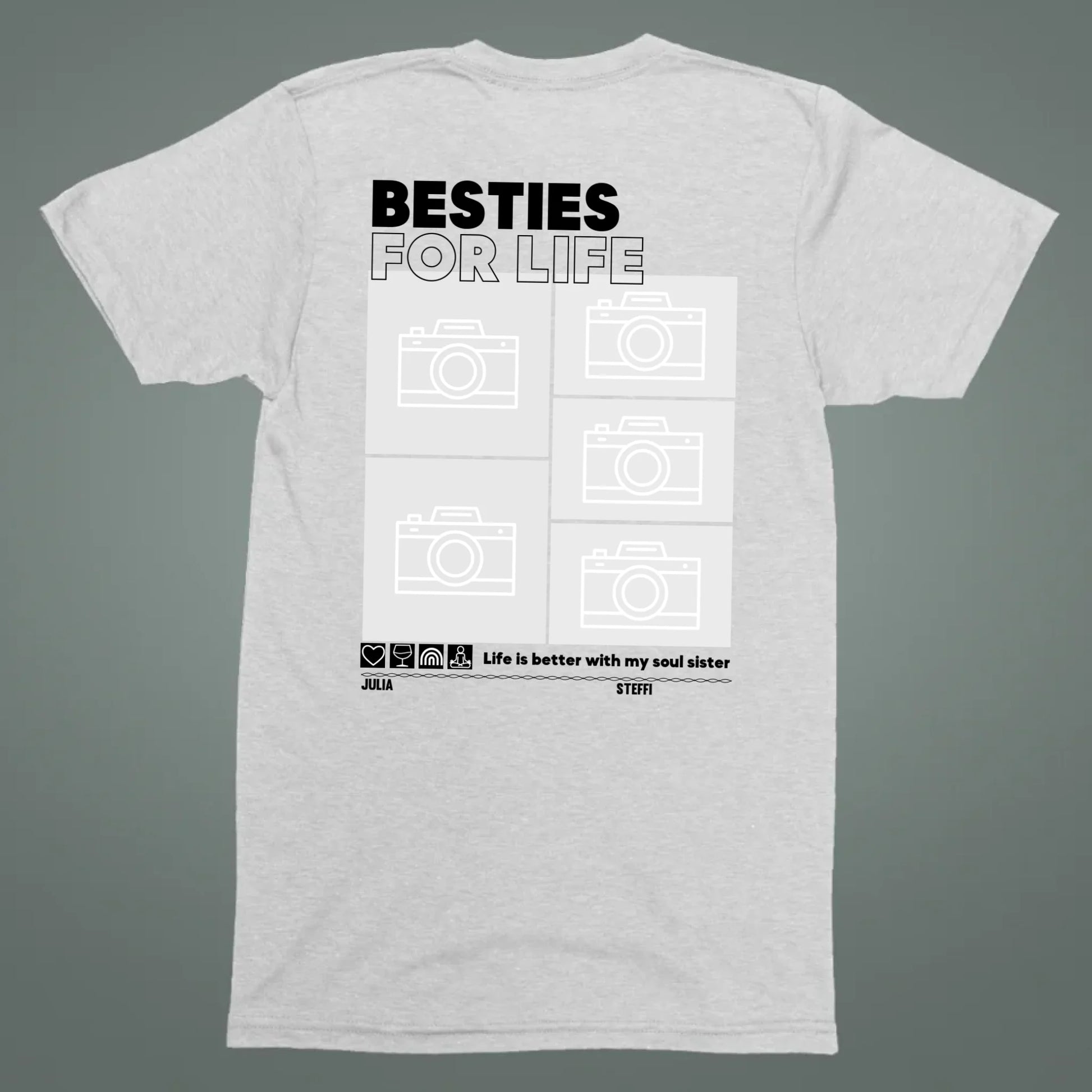 Besties for Life - Bio Oversized Damen Shirt *personalisierbar mit Fotos* Creator T-Shirt 2.0 ST ST BACK ONLY Heather-Grey