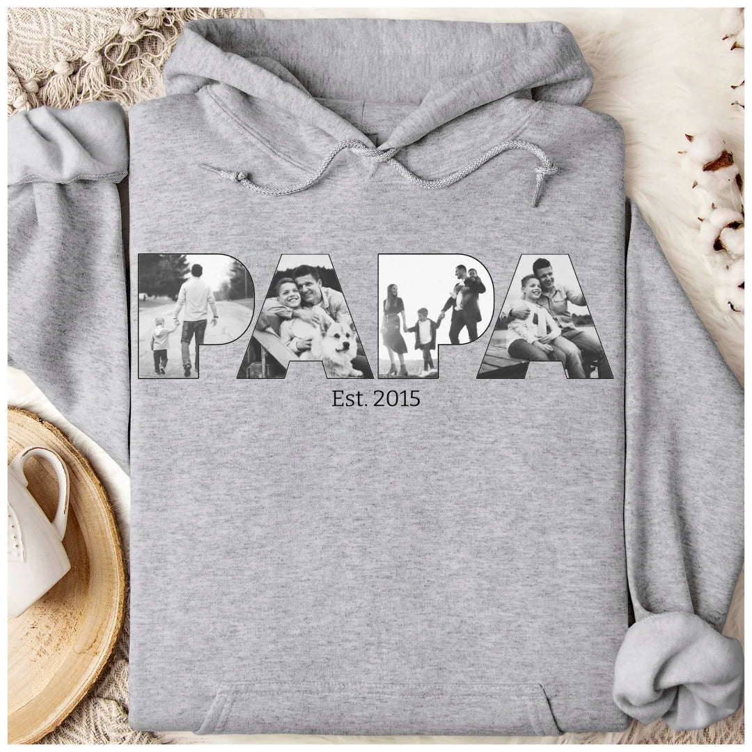 PAPA/DAD mit Fotos - Bio Unisex Hoodie *personalisierbar mit Fotos*