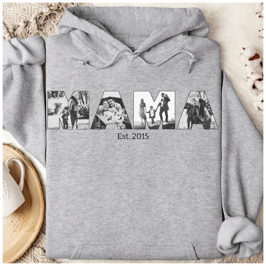 MAMA/MOM mit Fotos - Bio Unisex Hoodie *personalisierbar mit Fotos*