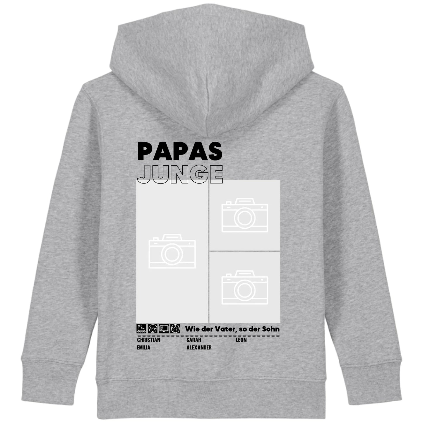Papas/Mamas Junge/Mädchen - Bio Kinder Hoodie *personalisierbar mit Foto* Mini Cruiser Hoodie 2.0 ST ST Heather-Grey
