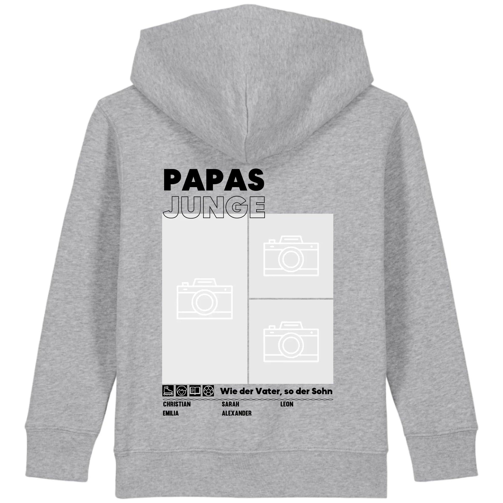 Papas/Mamas Junge/Mädchen - Bio Kinder Hoodie *personalisierbar mit Foto* Mini Cruiser Hoodie 2.0 ST ST Heather-Grey