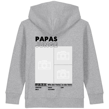 Papas/Mamas Junge/Mädchen - Bio Kinder Hoodie *personalisierbar mit Foto* Mini Cruiser Hoodie 2.0 ST ST Heather-Grey