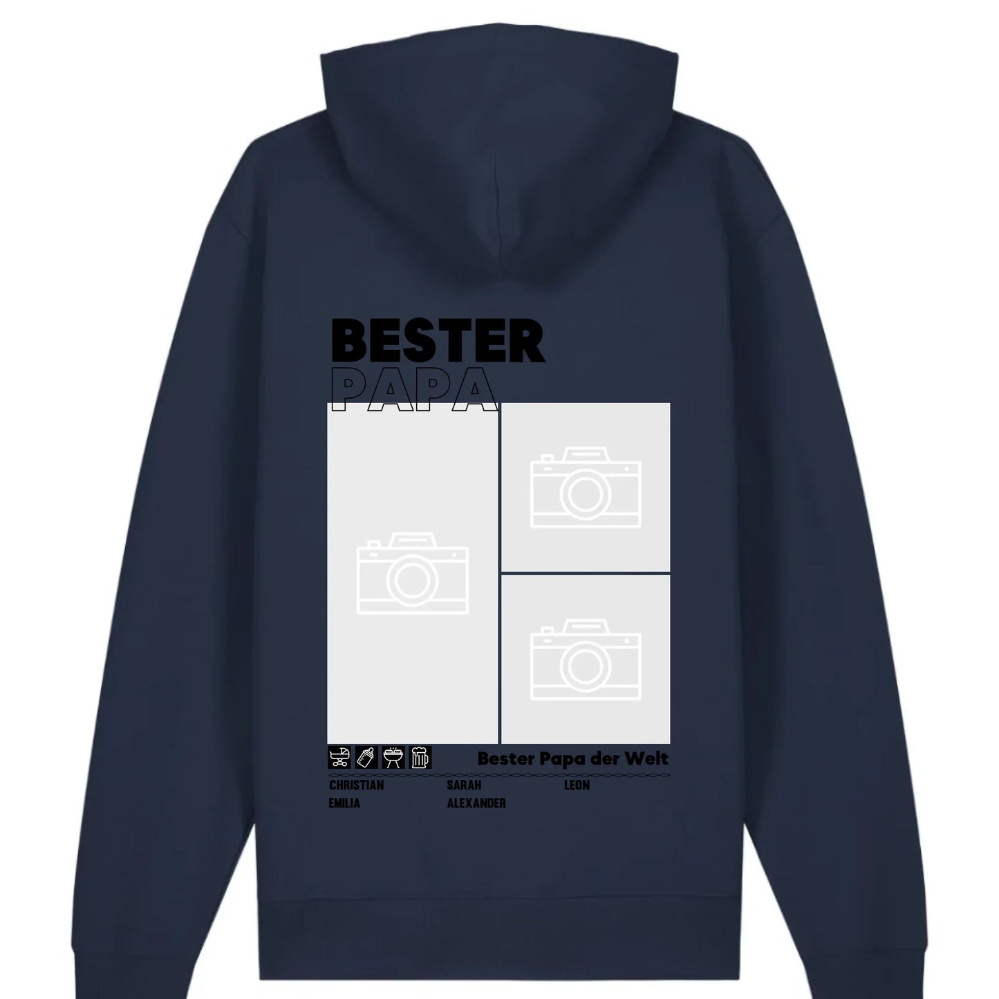 Bester Papa / Beste Mama - Bio Unisex Hoodie *personalisierbar mit Foto* Cruiser Hoodie 2.0 ST ST French-Navy