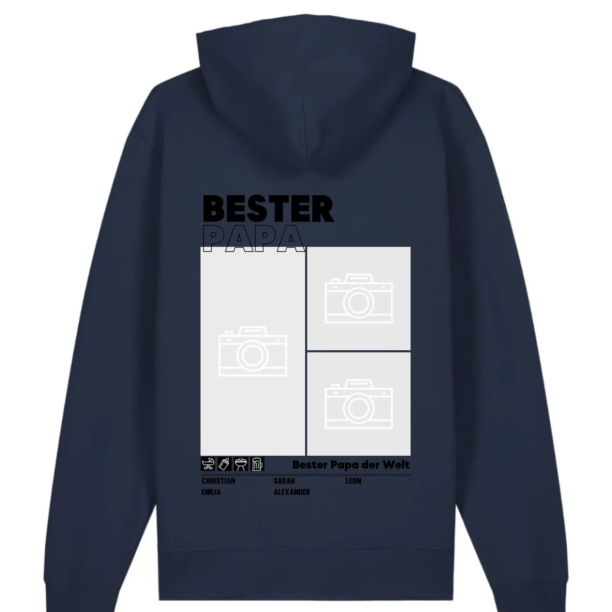 Bester Papa / Beste Mama - Bio Unisex Hoodie *personalisierbar mit Foto* Cruiser Hoodie 2.0 ST ST French-Navy