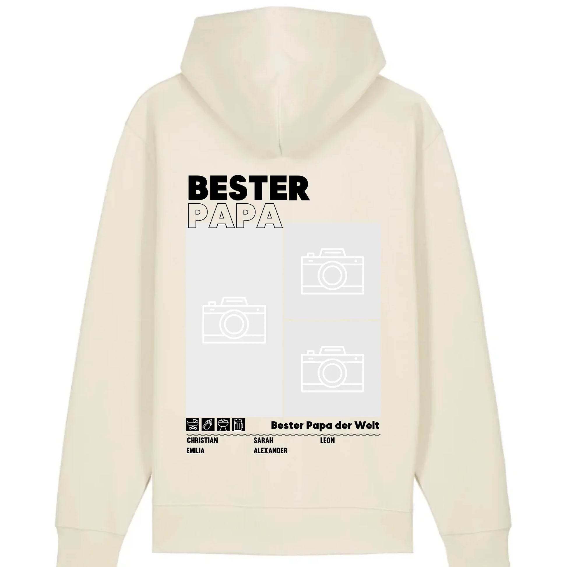 Bester Papa / Beste Mama - Bio Unisex Hoodie *personalisierbar mit Foto* Cruiser Hoodie 2.0 ST ST Natural-Raw