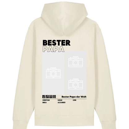 Bester Papa / Beste Mama - Bio Unisex Hoodie *personalisierbar mit Foto* Cruiser Hoodie 2.0 ST ST Natural-Raw