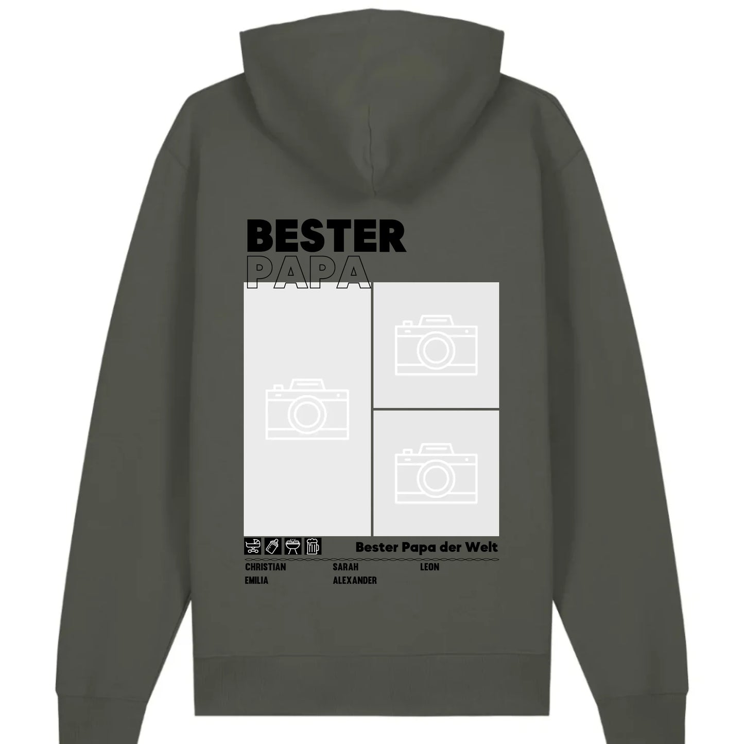 Bester Papa / Beste Mama - Bio Unisex Hoodie *personalisierbar mit Foto* Cruiser Hoodie 2.0 ST ST Khaki