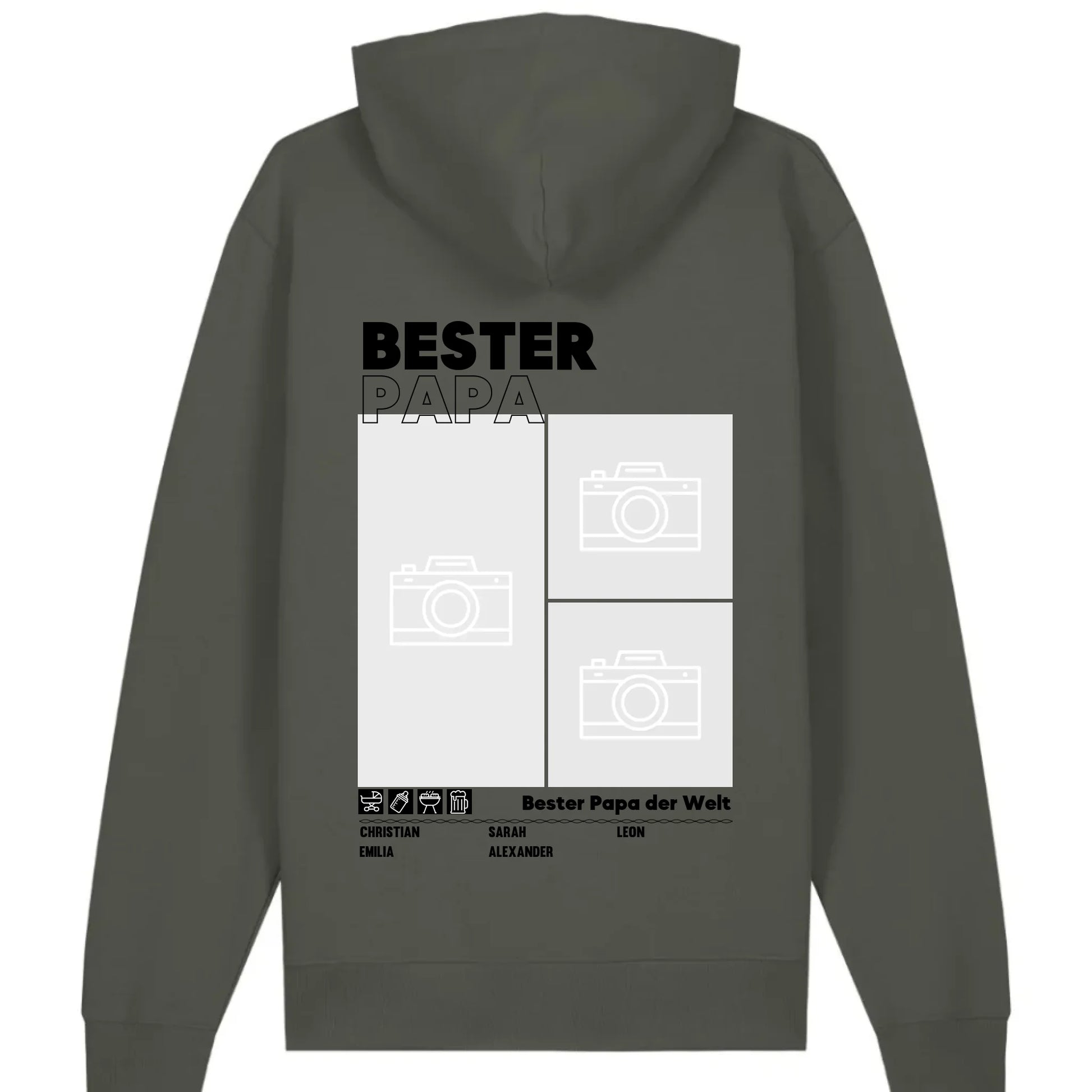 Bester Papa / Beste Mama - Bio Unisex Hoodie *personalisierbar mit Foto* Cruiser Hoodie 2.0 ST ST Khaki