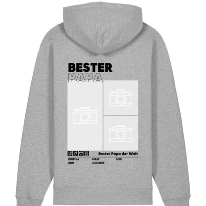 Bester Papa / Beste Mama - Bio Unisex Hoodie *personalisierbar mit Foto* Cruiser Hoodie 2.0 ST ST Heather-Grey