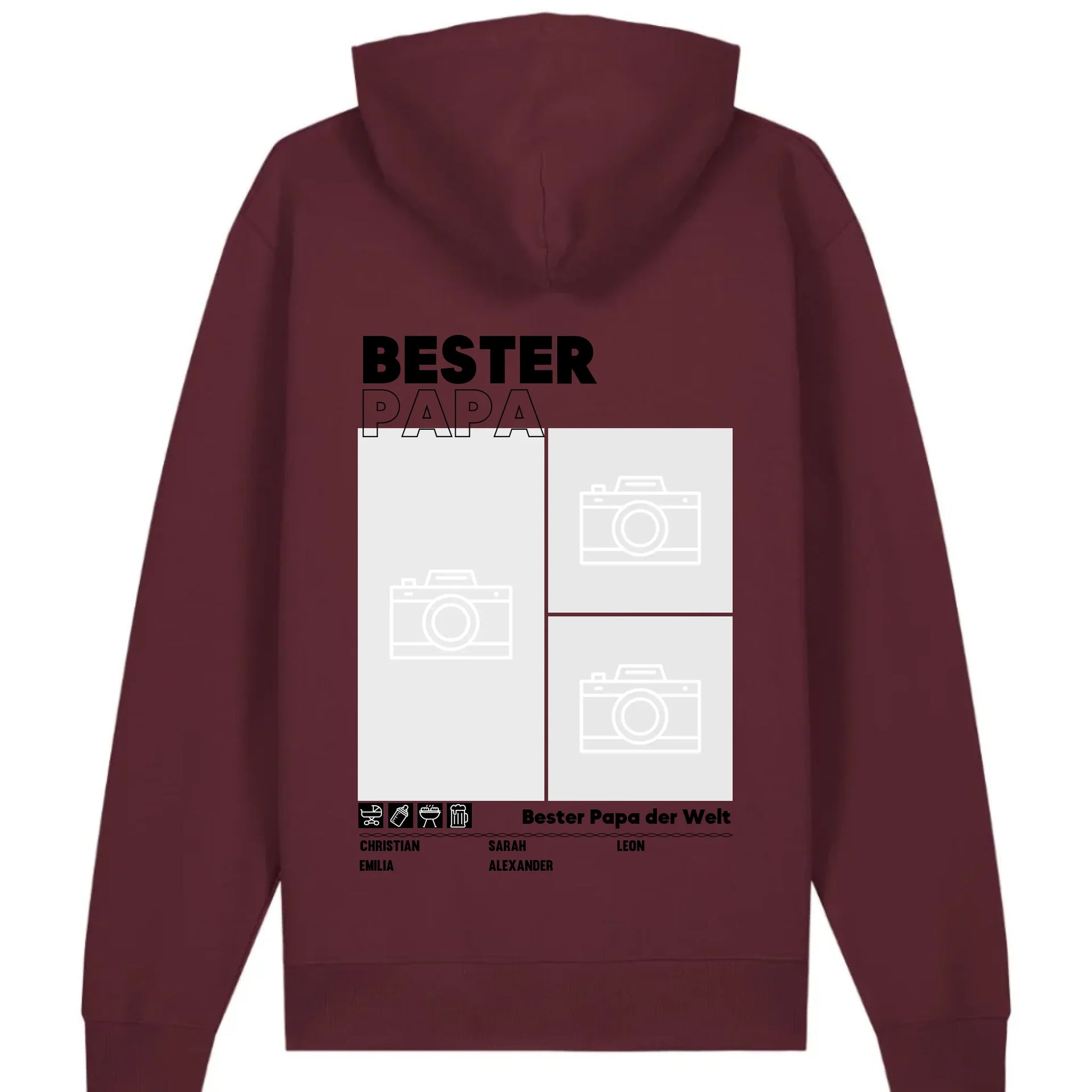 Bester Papa / Beste Mama - Bio Unisex Hoodie *personalisierbar mit Foto* Cruiser Hoodie 2.0 ST ST Burgundy