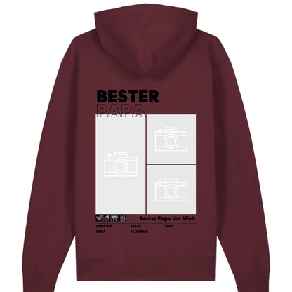 Bester Papa / Beste Mama - Bio Unisex Hoodie *personalisierbar mit Foto* Cruiser Hoodie 2.0 ST ST Burgundy