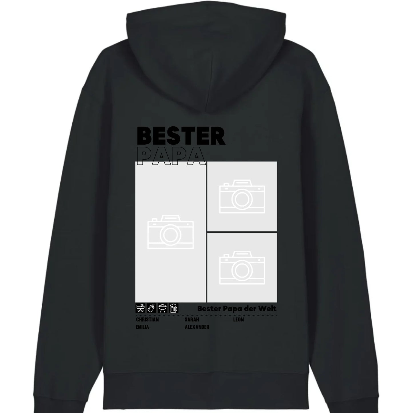 Bester Papa / Beste Mama - Bio Unisex Hoodie *personalisierbar mit Foto* Cruiser Hoodie 2.0 ST ST Black