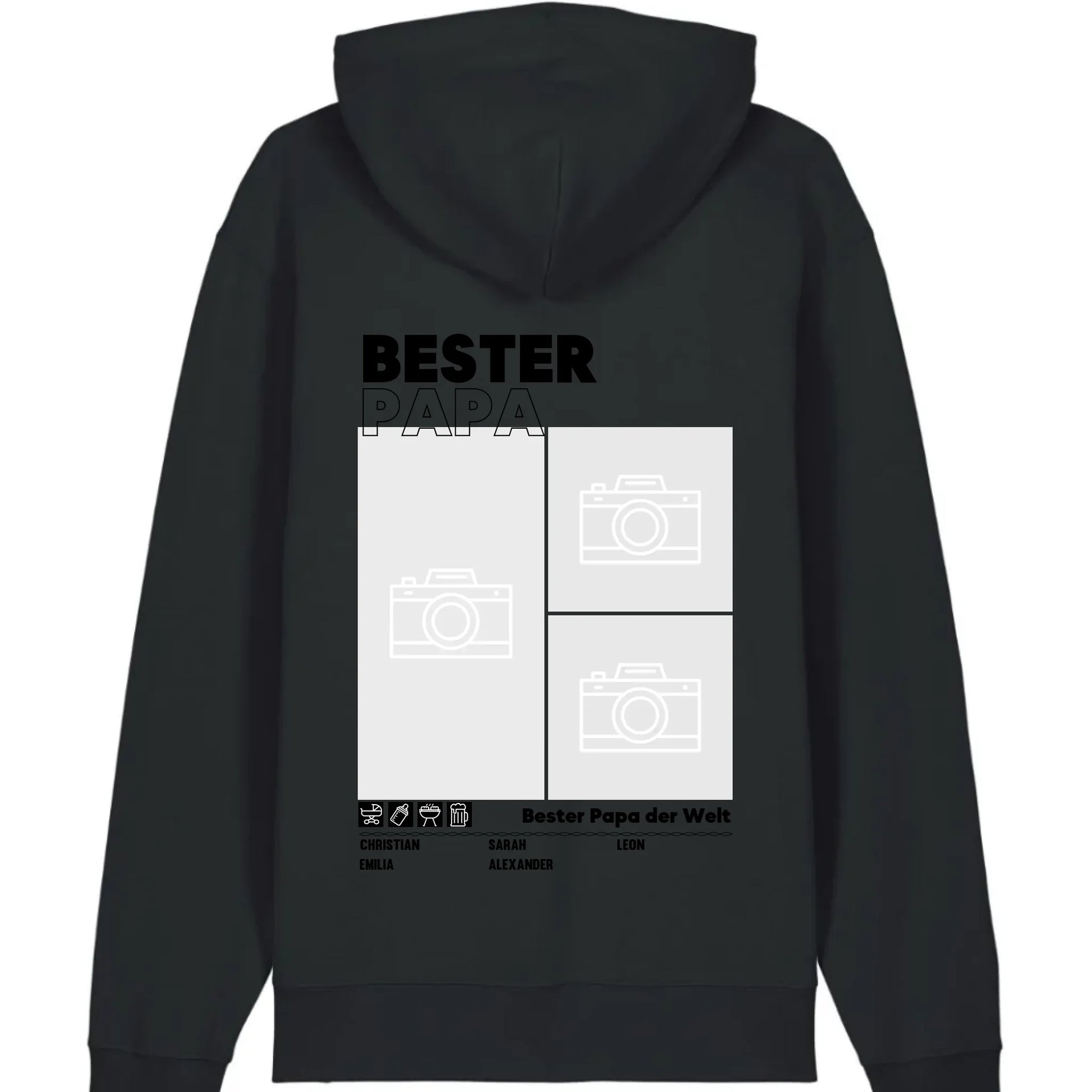 Bester Papa / Beste Mama - Bio Unisex Hoodie *personalisierbar mit Foto* Cruiser Hoodie 2.0 ST ST Black