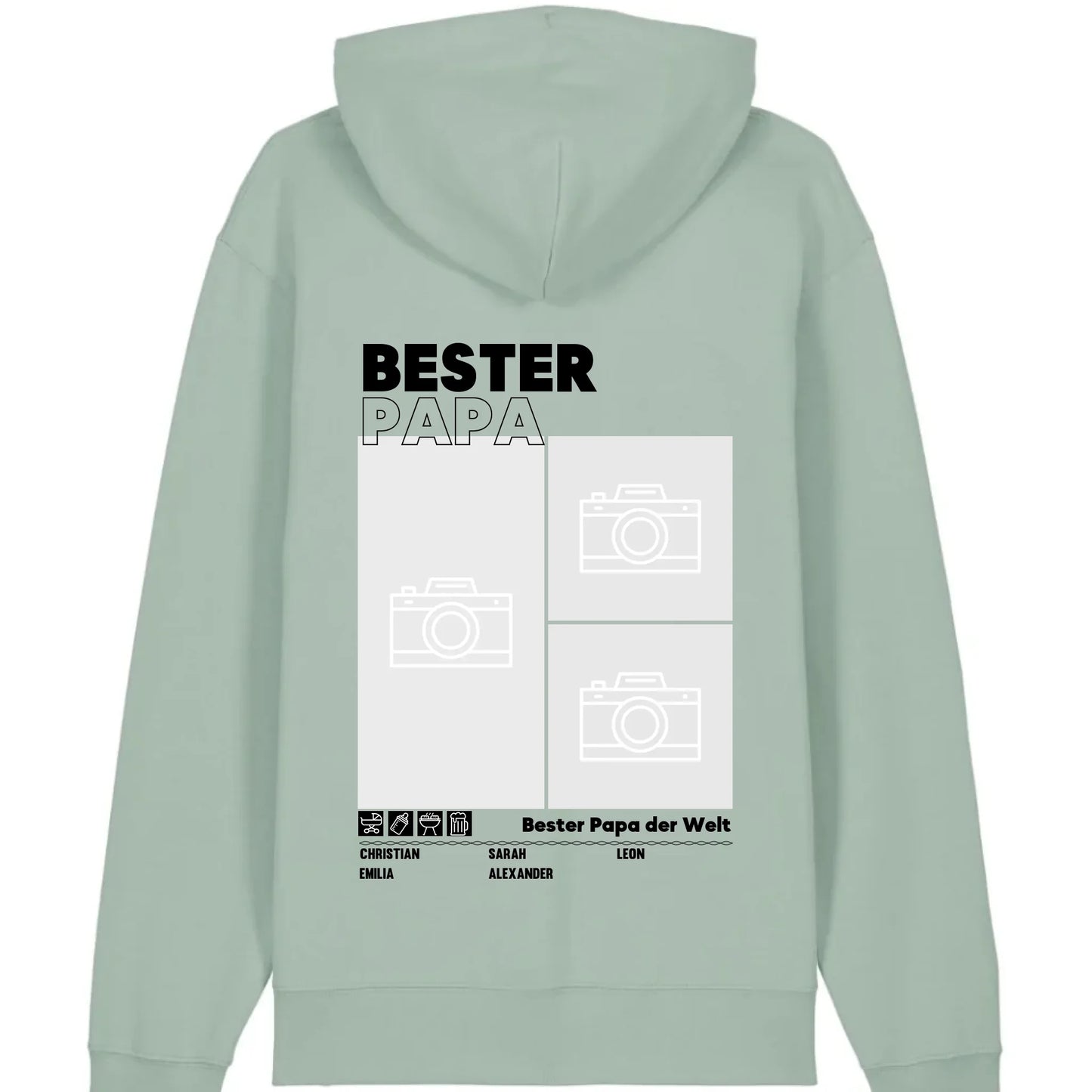 Bester Papa / Beste Mama - Bio Unisex Hoodie *personalisierbar mit Foto* Cruiser Hoodie 2.0 ST ST Aloe