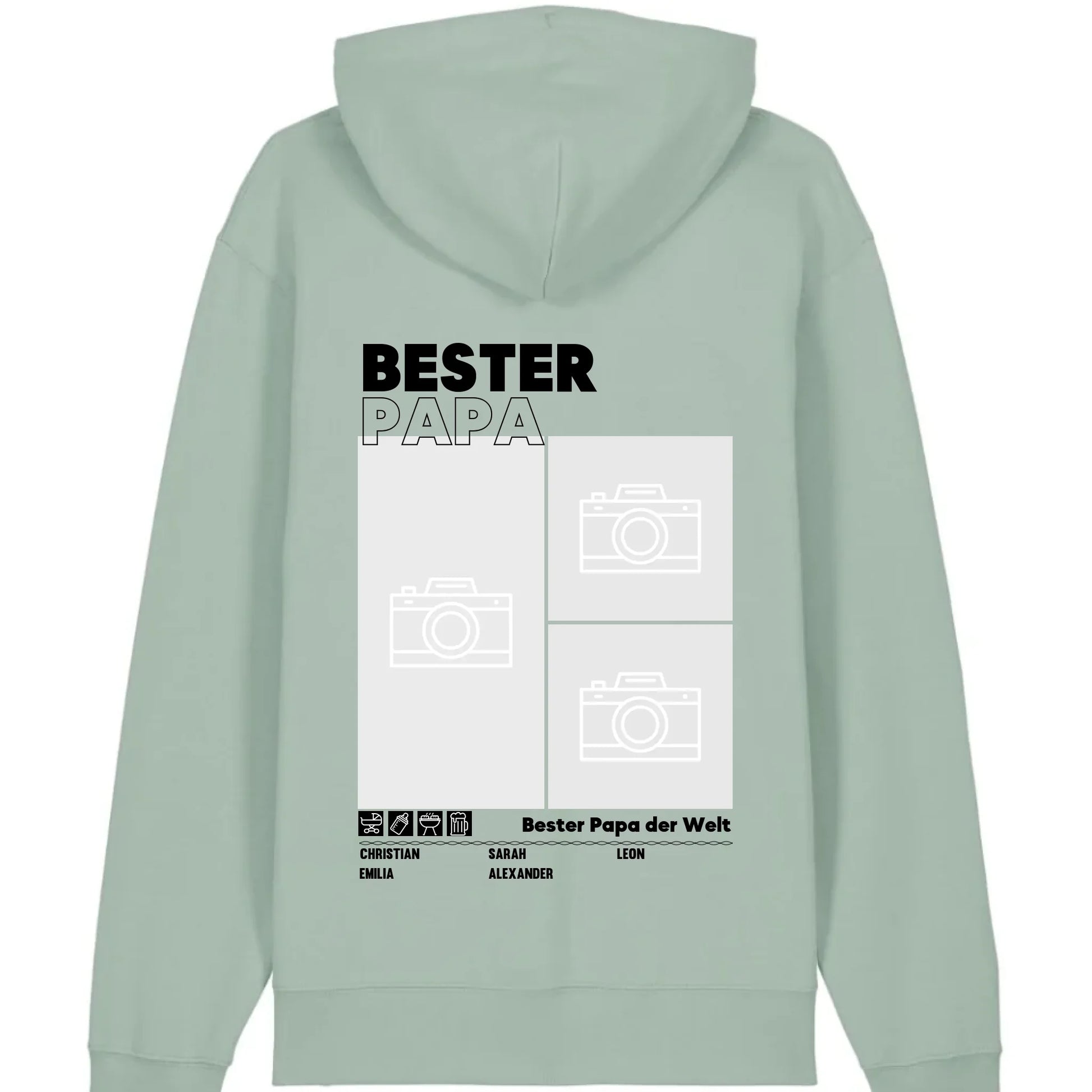 Bester Papa / Beste Mama - Bio Unisex Hoodie *personalisierbar mit Foto* Cruiser Hoodie 2.0 ST ST Aloe