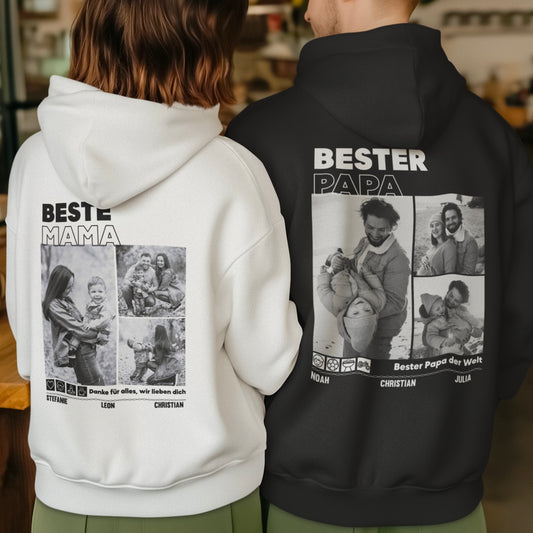 Bester Papa / Beste Mama - Bio Unisex Hoodie *personalisierbar mit Foto*