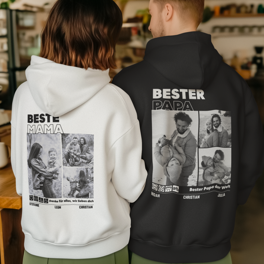 Bester Papa / Beste Mama - Bio Unisex Hoodie *personalisierbar mit Foto*