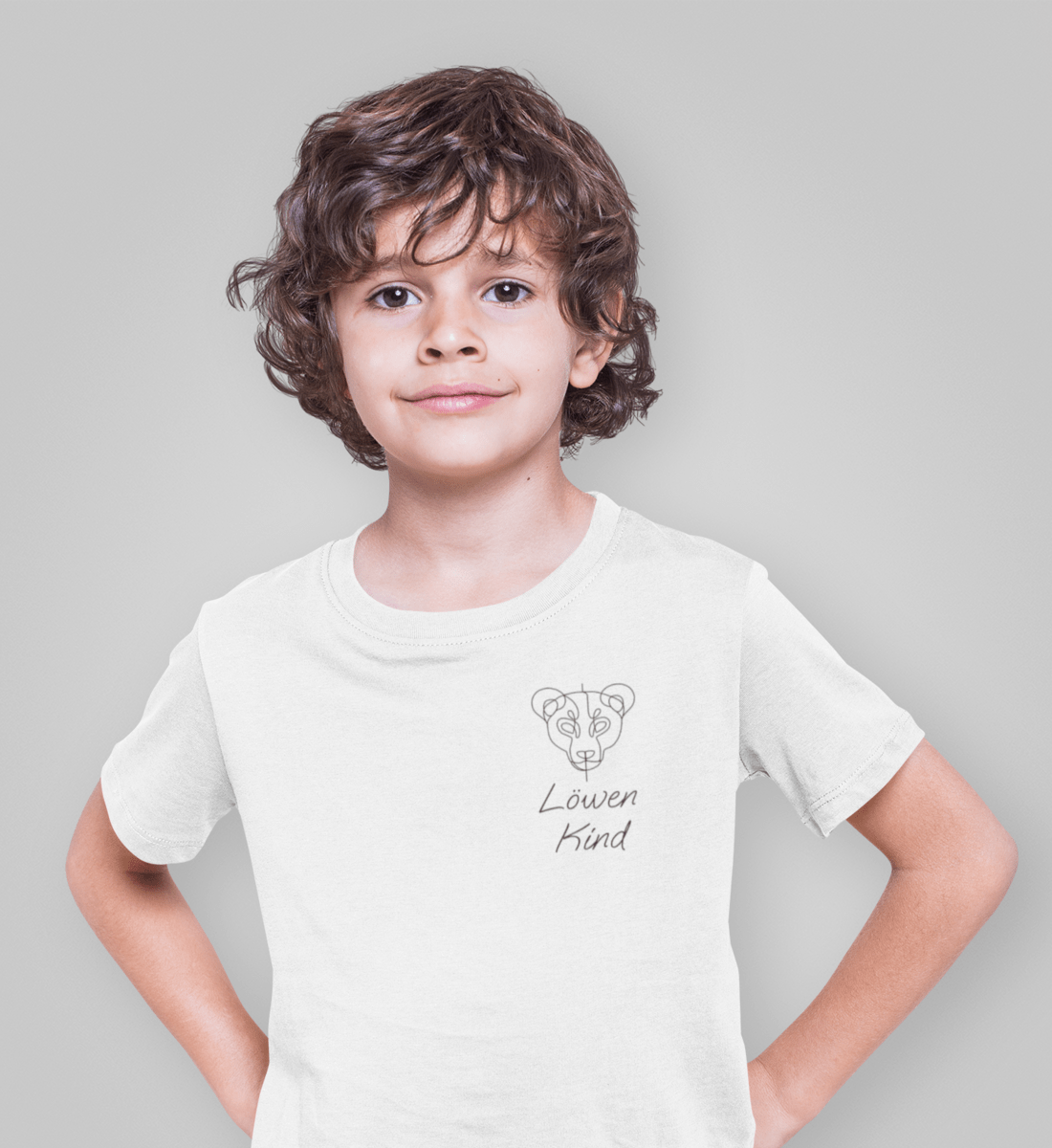 Löwen Kind One Line  - Kinder Organic T-Shirt